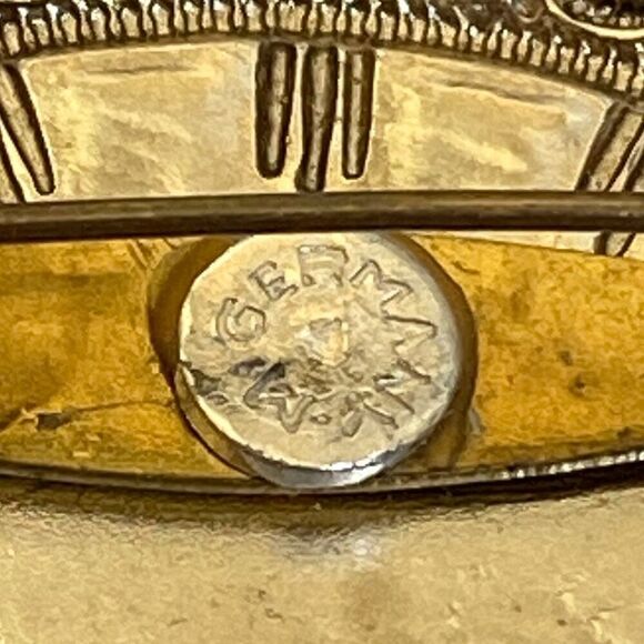 Vintage 1950s German Blue Porphyry Glass Art Nouveau Filigree Costume Brooch HTF - Picture 5 of 6